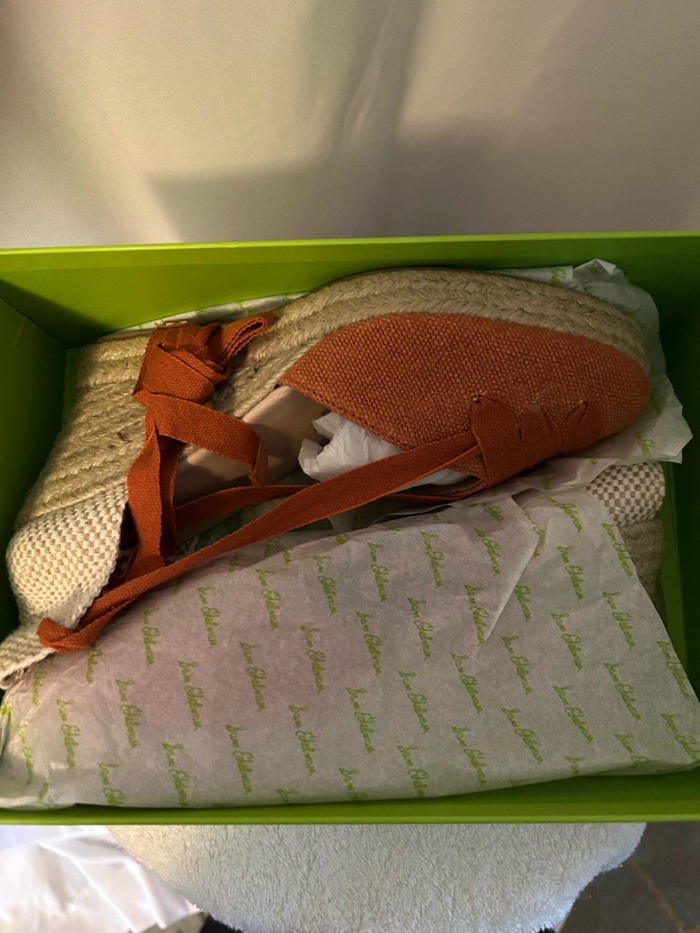 Sam Edelman Rust Orange Espadrille Wedge Tie-Up Sandals - Picture 4 of 6